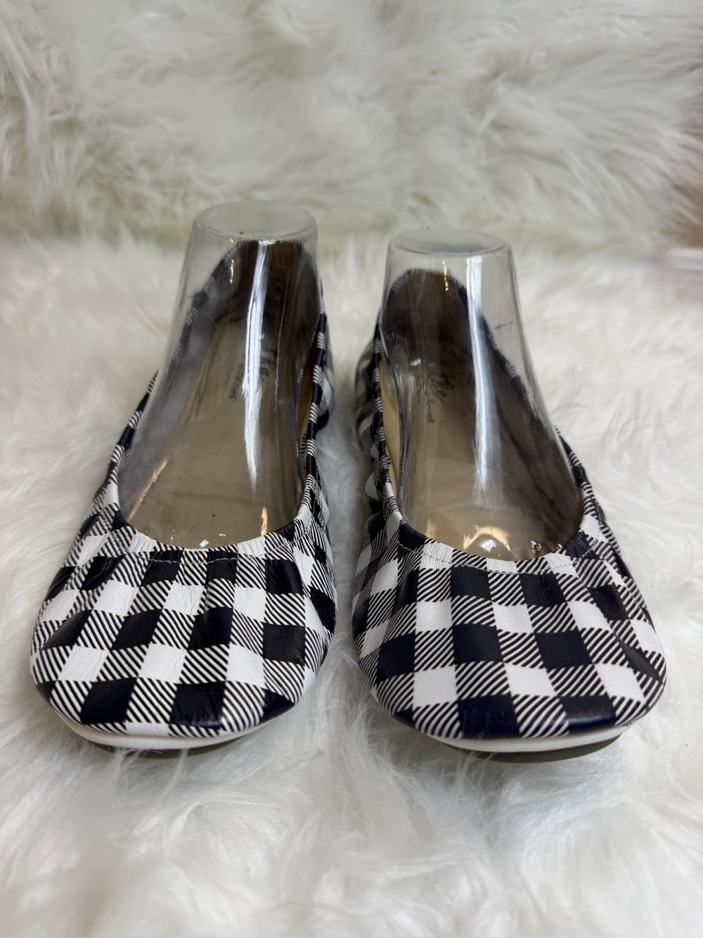 The Storehouse Flats Buffalo Plaid Leather Ballet Flats Size 11 Navy White - Picture 5 of 13